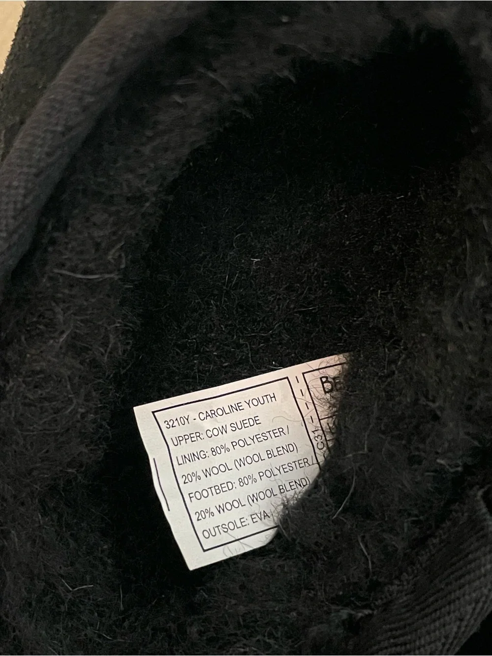 BearPaw Kids Black Plush-Lined Slip-On Slippers Size 12 Youth